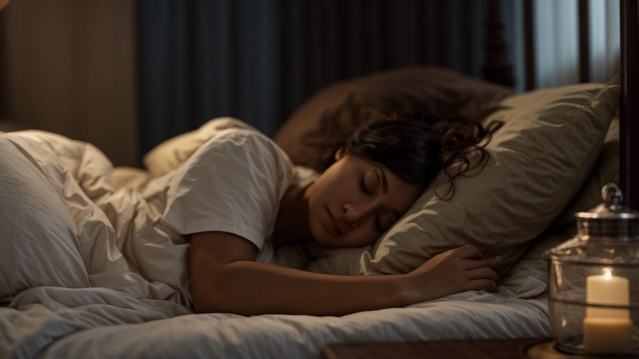 person sleeping peacefully in a bed
