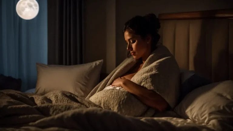 pregnant woman asleep in bed