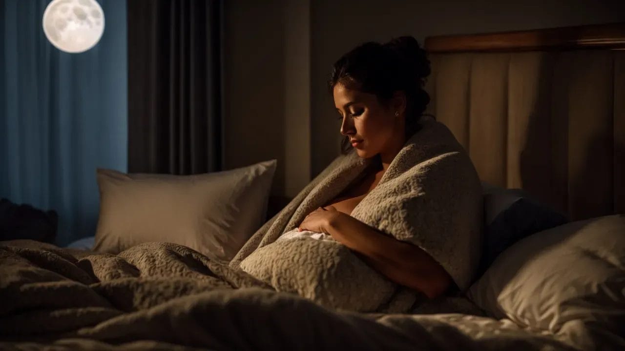 pregnant woman asleep in bed